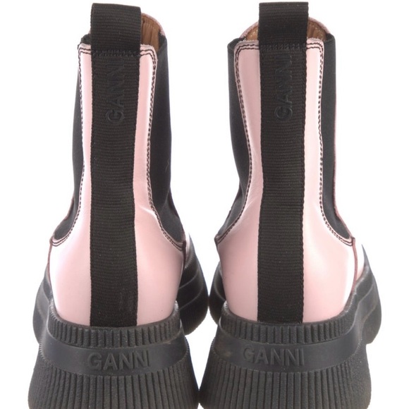 GANNI Pink Leather Chunky Chelsea Boots - Picture 4 of 5